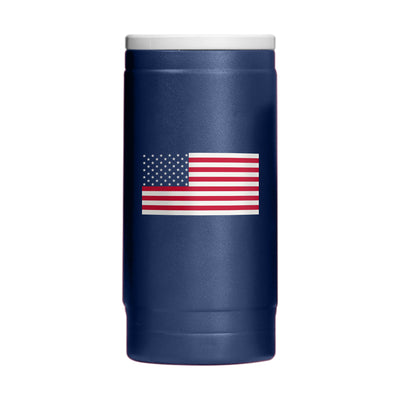 4th of July 12oz Navy American Flag Powdercoat SlimCan Coolie