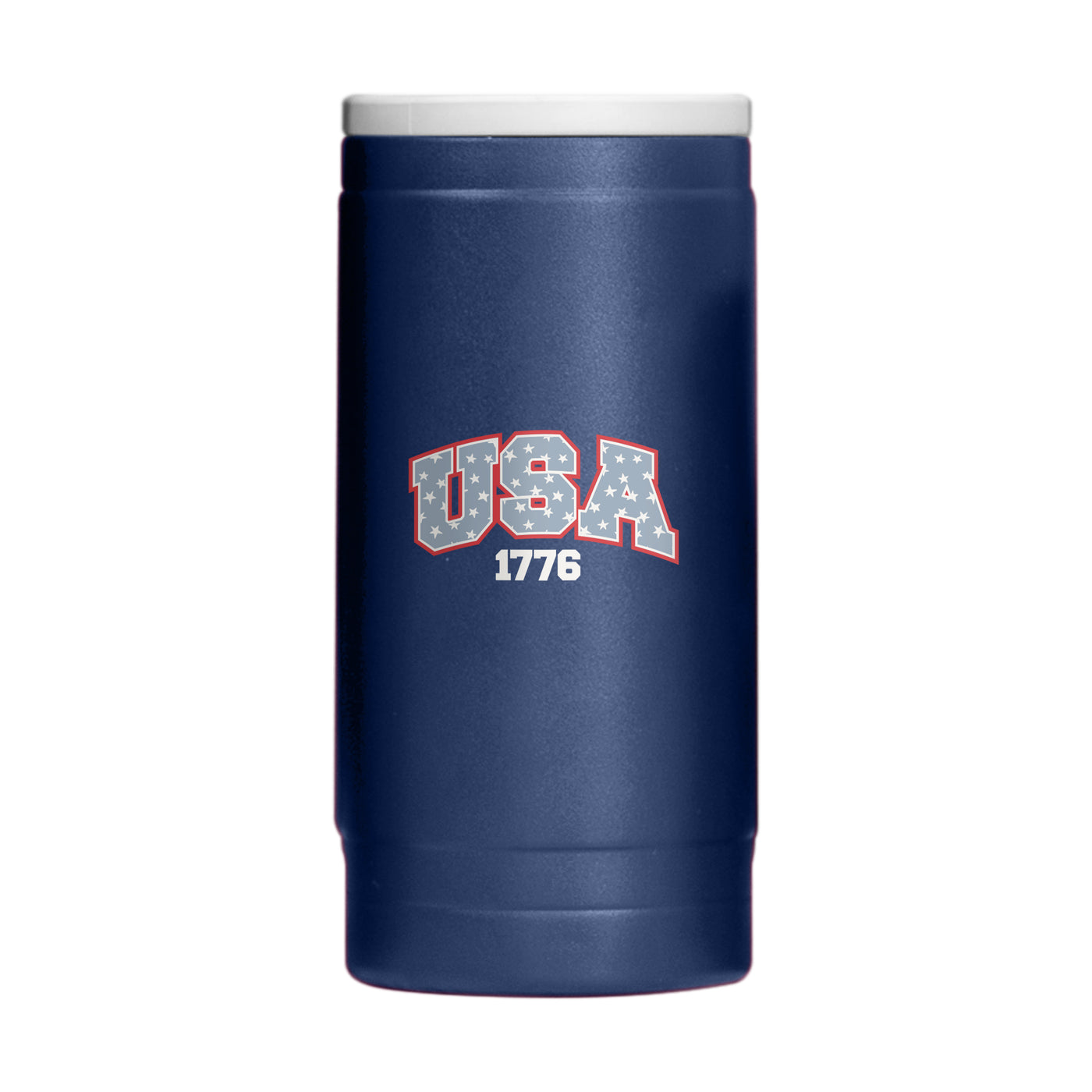 4th of July 12oz Navy USA Powdercoat SlimCan Coolie