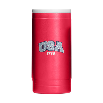 4th of July 12oz Red USA Powdercoat SlimCan Coolie