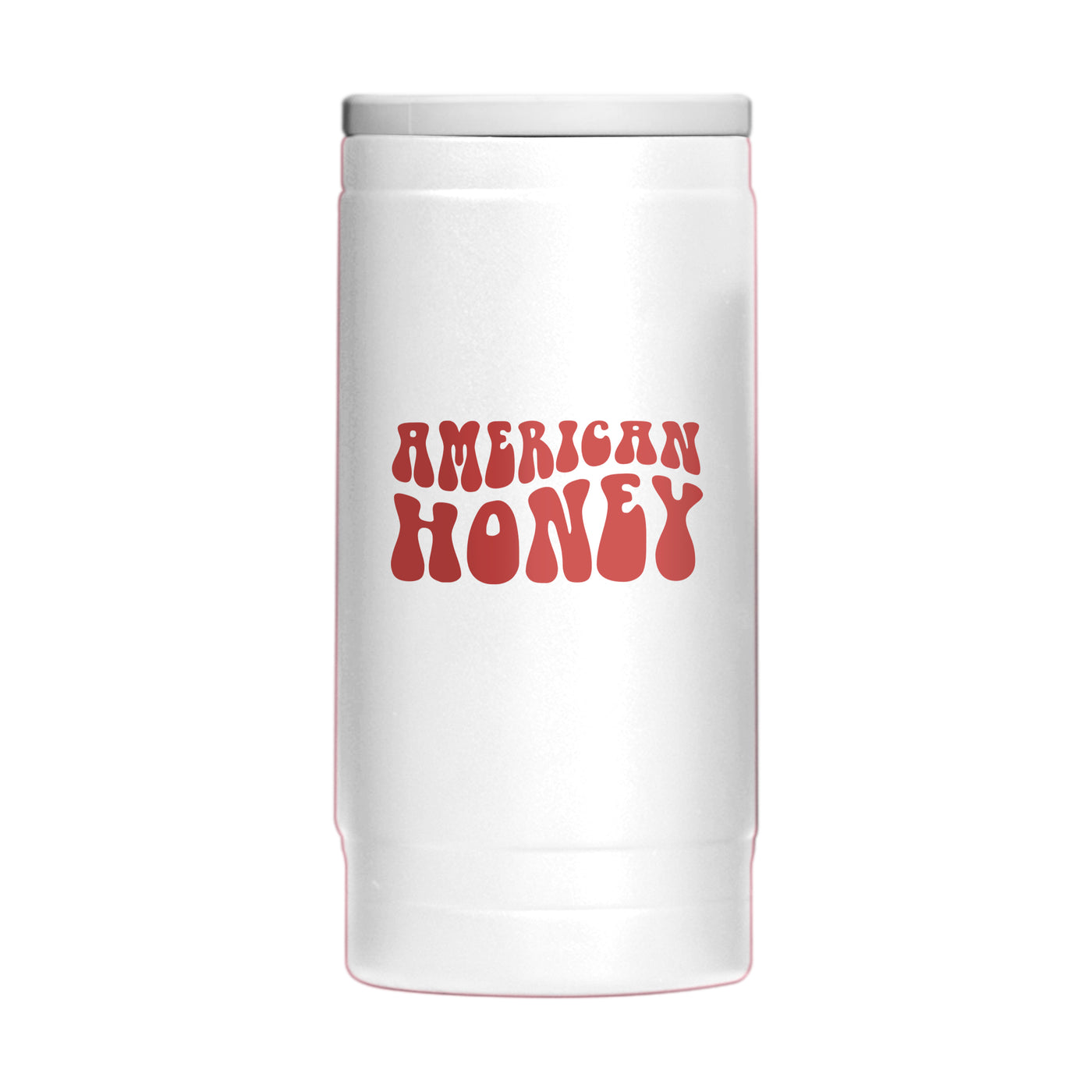 4th of July 12oz White America Honey Powdercoat SlimCan Coolie