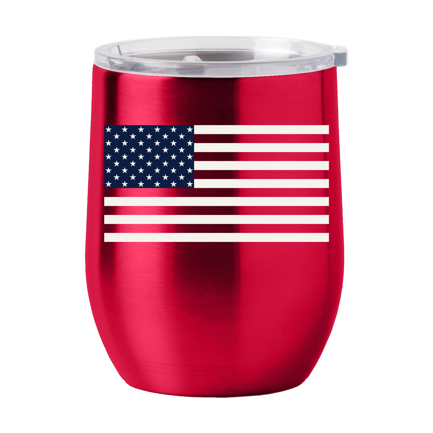 4th of July 16oz Red American Flag Stainless Curved Beverage