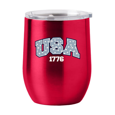 4th of July 16oz Red USA Stainless Curved Beverage