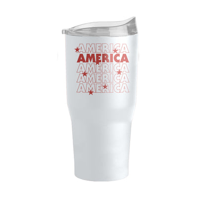 4th of July 30oz White America Repeating Powder Coat Tumbler