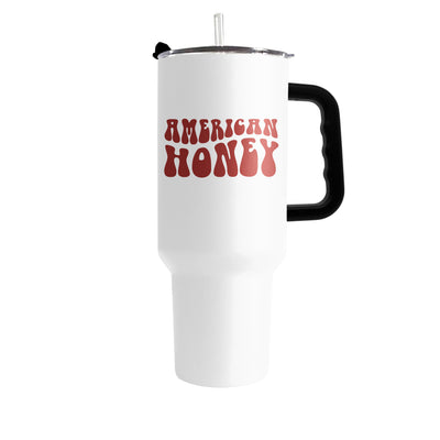 4th of July 40oz White America Honey Powder Coat Tumbler