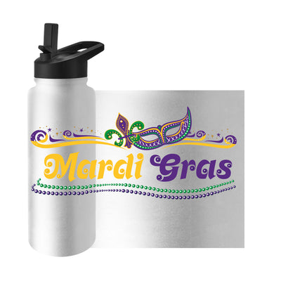 Mardi Gras Beads White 34oz Quencher Bottle
