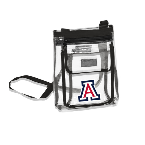 Arizona Gameday Clear Crossbody bag by Logo Brands, transparent design with adjustable strap for game day or events.