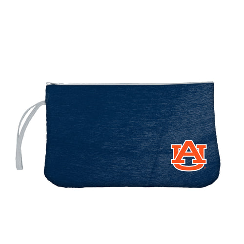Auburn Crosshatch Wristlet bag by Logo Brands with tan crosshatch pattern and wrist strap, made of durable material.