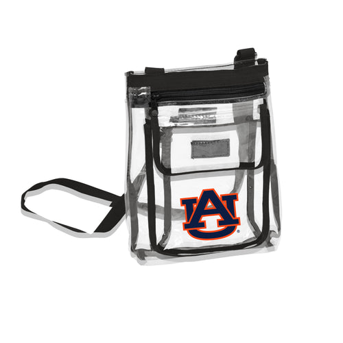 Auburn Gameday clear crossbody bag by Logo Brands, transparent design with Auburn team logo, ideal for game day accessories.