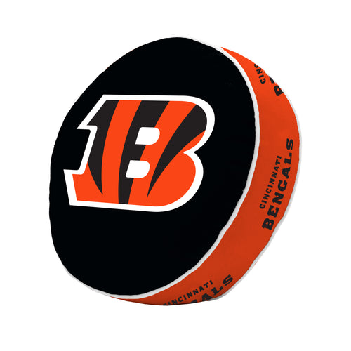 Cincinnati Bengals puff pillow featuring team logo, soft fabric and vibrant team colors, perfect for sports fans' decor.