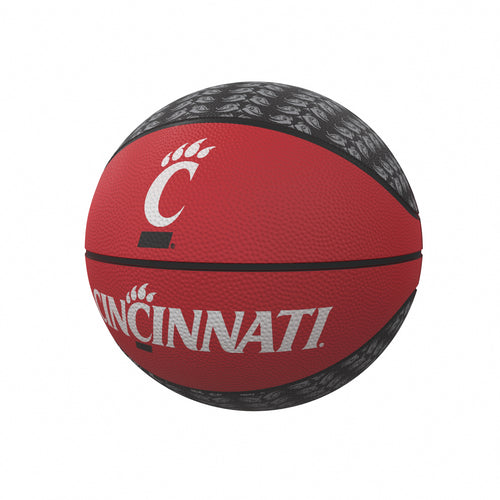 Cincinnati Repeating Logo Mini Rubber Basketball with Cincinnati logo, designed for recreation and outdoor play by Logo Brands.