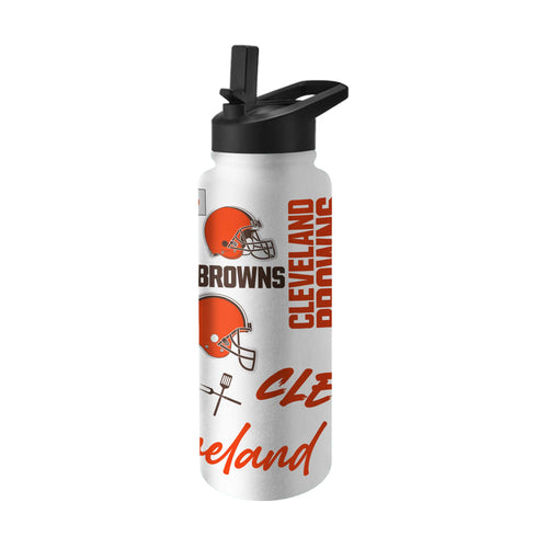 Cleveland Browns 34oz Native Quencher bottle by Logo Brands, clear drinkware with team logo and sports design.
