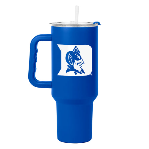 Duke 40oz Flipside Powder Coat Tumbler by Logo Brands, large stainless steel drinkware with a colorful flip lid and powder-coated finish.
