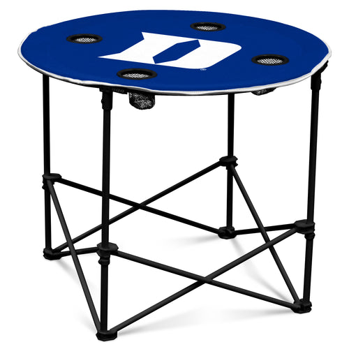 Wooden Duke round table by Logo Brands, showcasing a smooth circular tabletop and sturdy legs, ideal for dining or casual spaces.