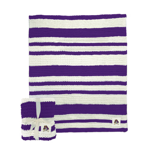 East Carolina Cable Knit Throw Blanket by Logo Brands, 50x60 inches, cozy woven design in team colors.