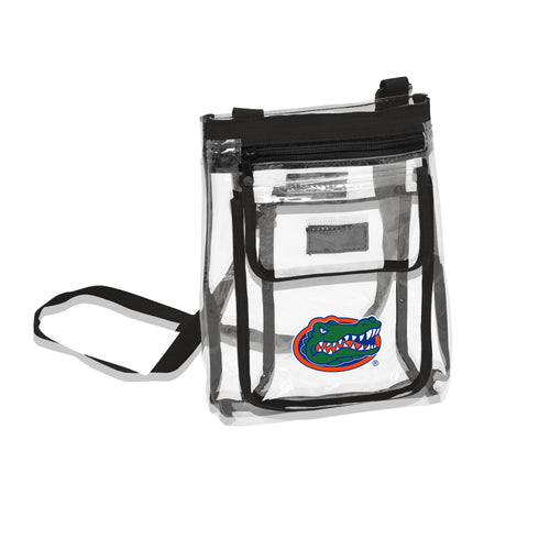 Florida Gameday clear crossbody bag by Logo Brands, transparent design with adjustable strap for sporting events.