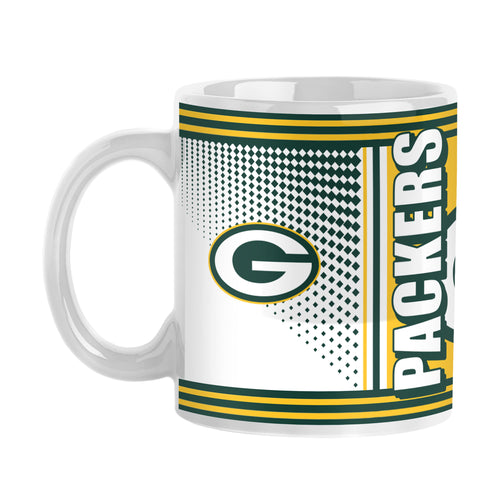 Green Bay Packers 11oz Hero sublimated mug with team logo, durable drinkware by Logo Brands, perfect for fans.