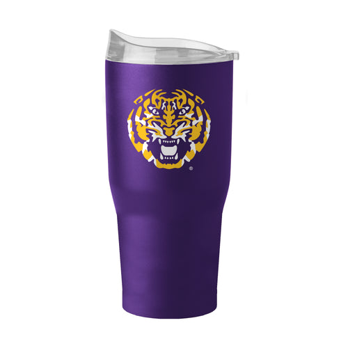 30oz LSU Tiger Logo Gameday powder coat tumbler with LSU logo, durable drinkware by Logo Brands.
