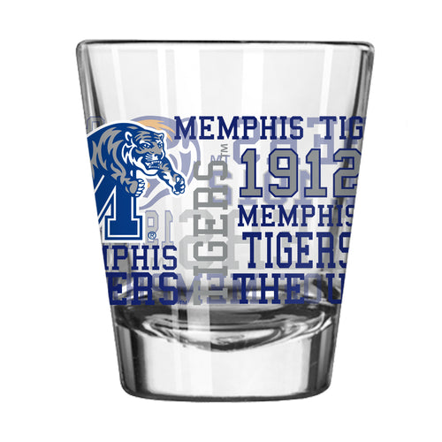Memphis 2oz Spirit Shot Glass by Logo Brands, clear glass drinkware with Memphis logo for spirits or shots.