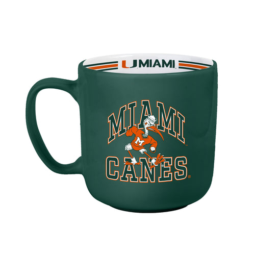 Miami 15oz stripe mug by Logo Brands featuring a colorful striped design, ideal for coffee or tea drinking.