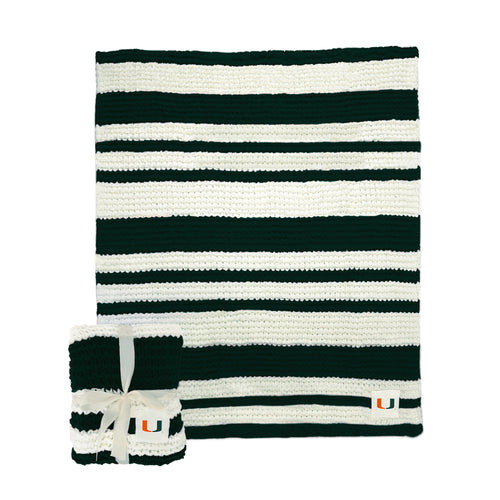 Soft Miami Cable Knit Throw blanket by Logo Brands in 50x60 inches, featuring a cozy cable knit pattern for warmth and comfort.
