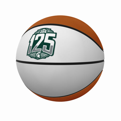Full-size Michigan State basketball with 125th anniversary logo and autograph, recreation basketball by Logo Brands.