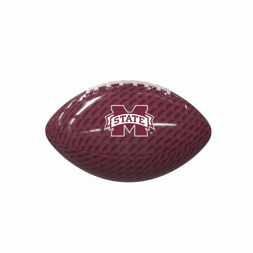 Mississippi State Carbon Fiber Mini Glossy Football by Logo Brands, featuring team logo and sleek glossy finish.