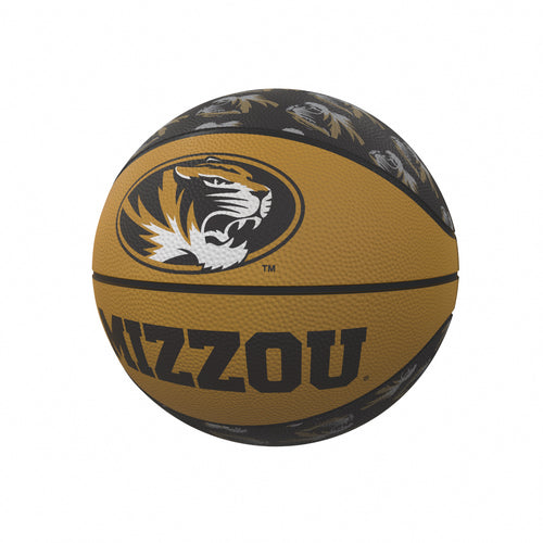 Mini Missouri Repeating Logo rubber basketball by Logo Brands, featuring the team logo and colorful design for recreation use.