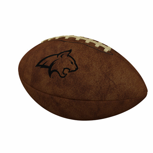 Montana State mini leather football by Logo Brands, designed for recreation and display, with team logo and authentic stitching.