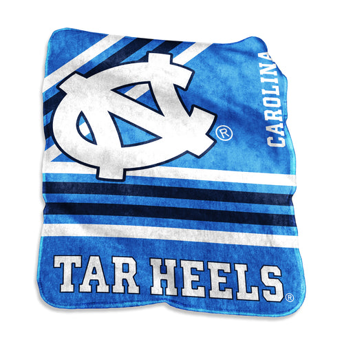 North Carolina Raschel Throw blanket by Logo Brands, soft and cozy with a vibrant team logo design.