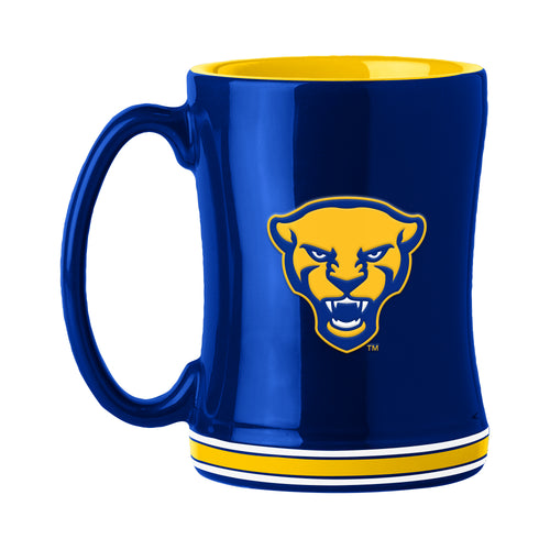 Pittsburgh 14oz Relief Mug by Logo Brands showing a ceramic drinkware mug with Pittsburgh team logo and relief design.