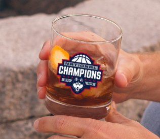 UConn 2024 Men's Basketball Champions Wrap 14oz Rocks Glass