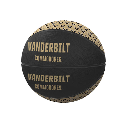 Vanderbilt Repeating Logo Mini Rubber Basketball by Logo Brands, featuring a vibrant Vanderbilt logo design for recreational play.