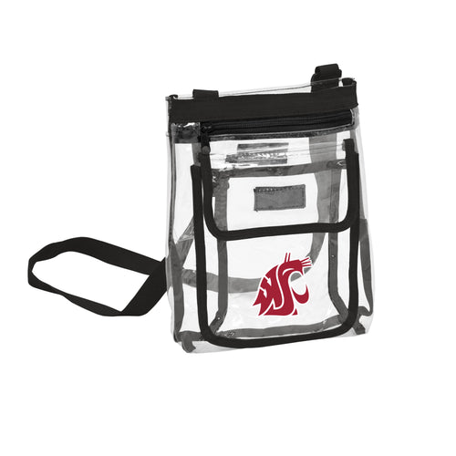 Washington State Gameday clear crossbody bag by Logo Brands, transparent design with team logo for sports events and fan accessories.