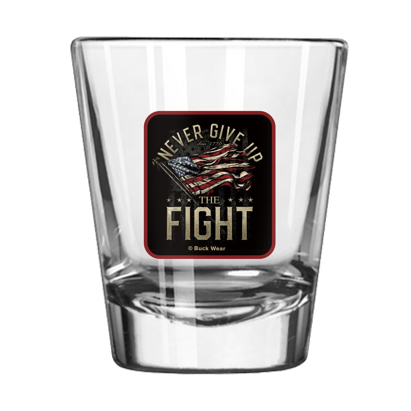 Never Give Up 2oz Shot Glass - Logo Brands