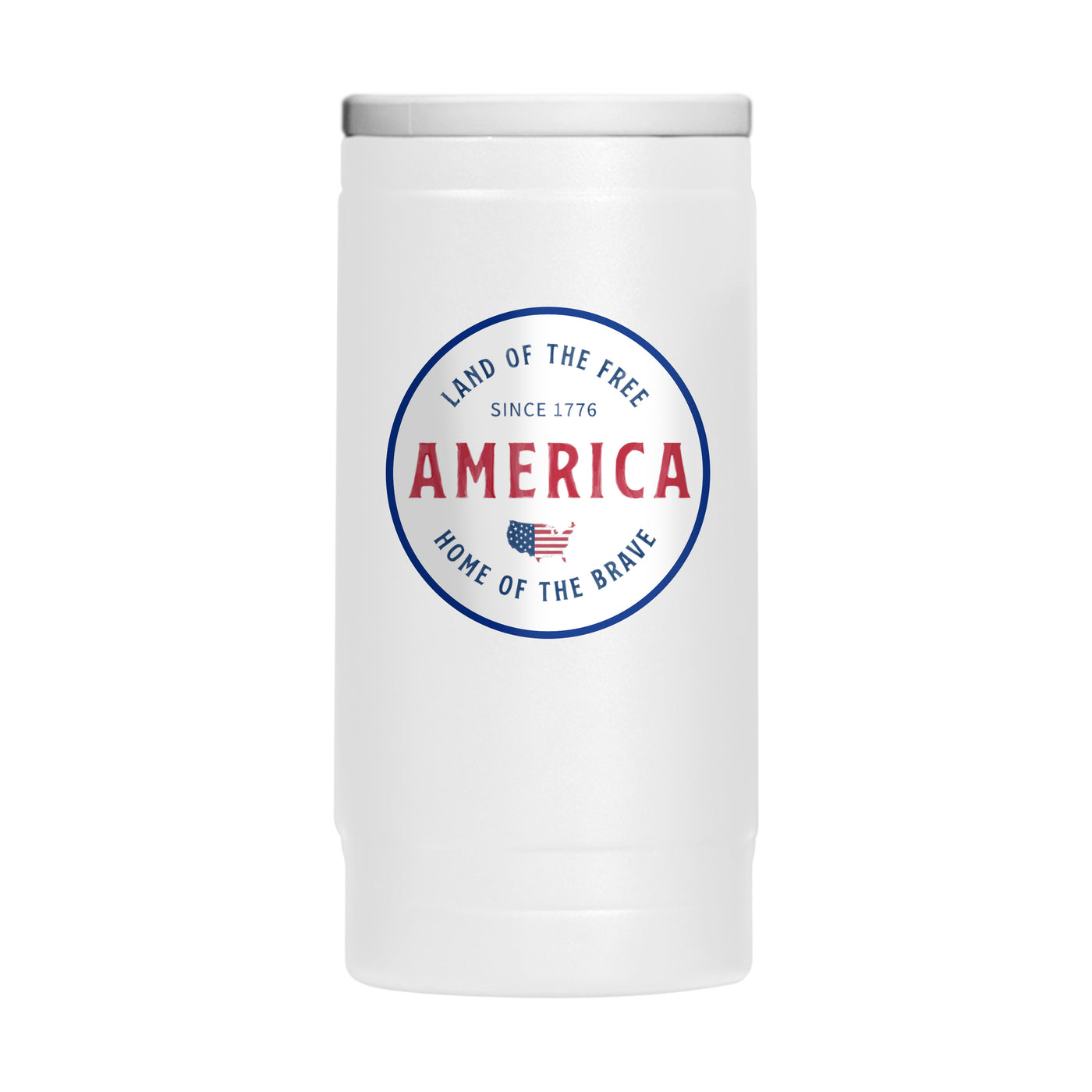 Land of The Free 12oz Powder Coat Slim Can Coolie