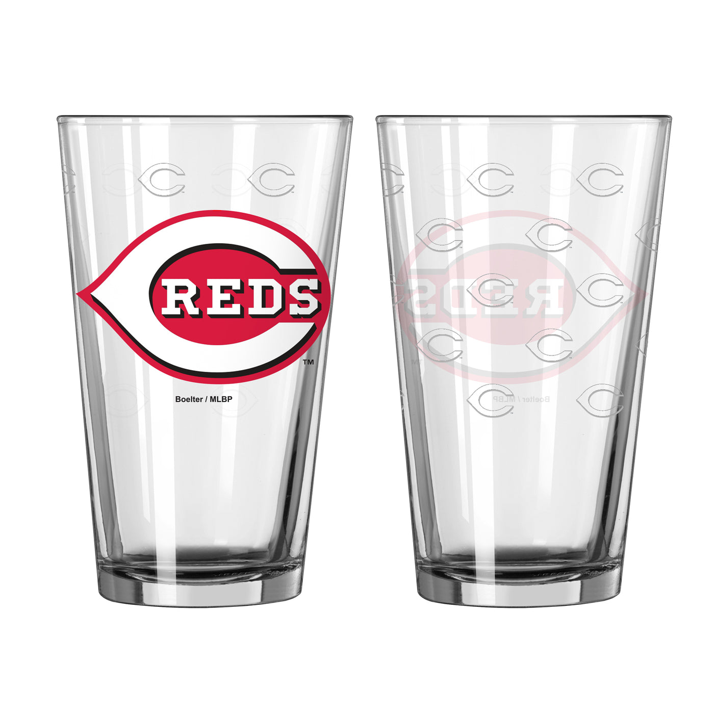 Cincinnati Reds 16oz Satin Etch Pint Glass - Logo Brands