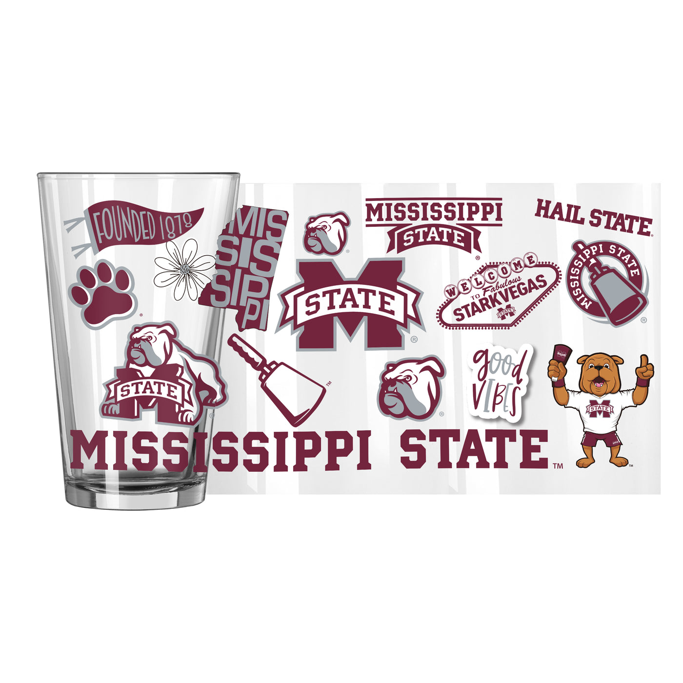 Mississippi State 16oz Native Pint Glass