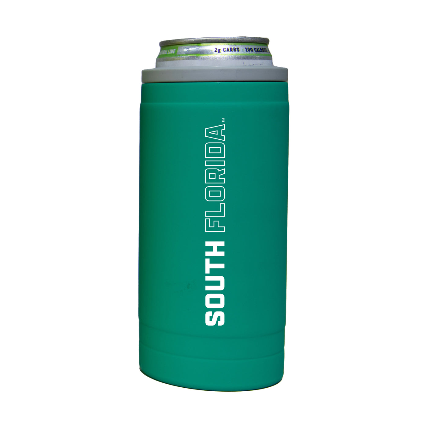 South Florida 12oz Optic Stacked Soft Touch Slim Coolie - Logo Brands