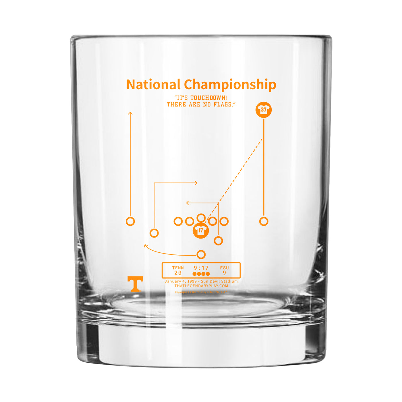 Tennessee Legendary Play 14oz National Championship Rocks Glass