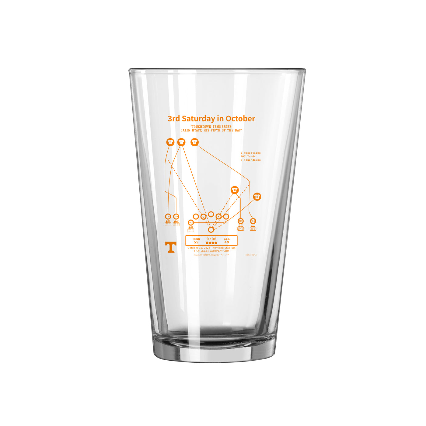 Tennessee Legendary Play 3rd Saturday in October 16oz Pint Glass