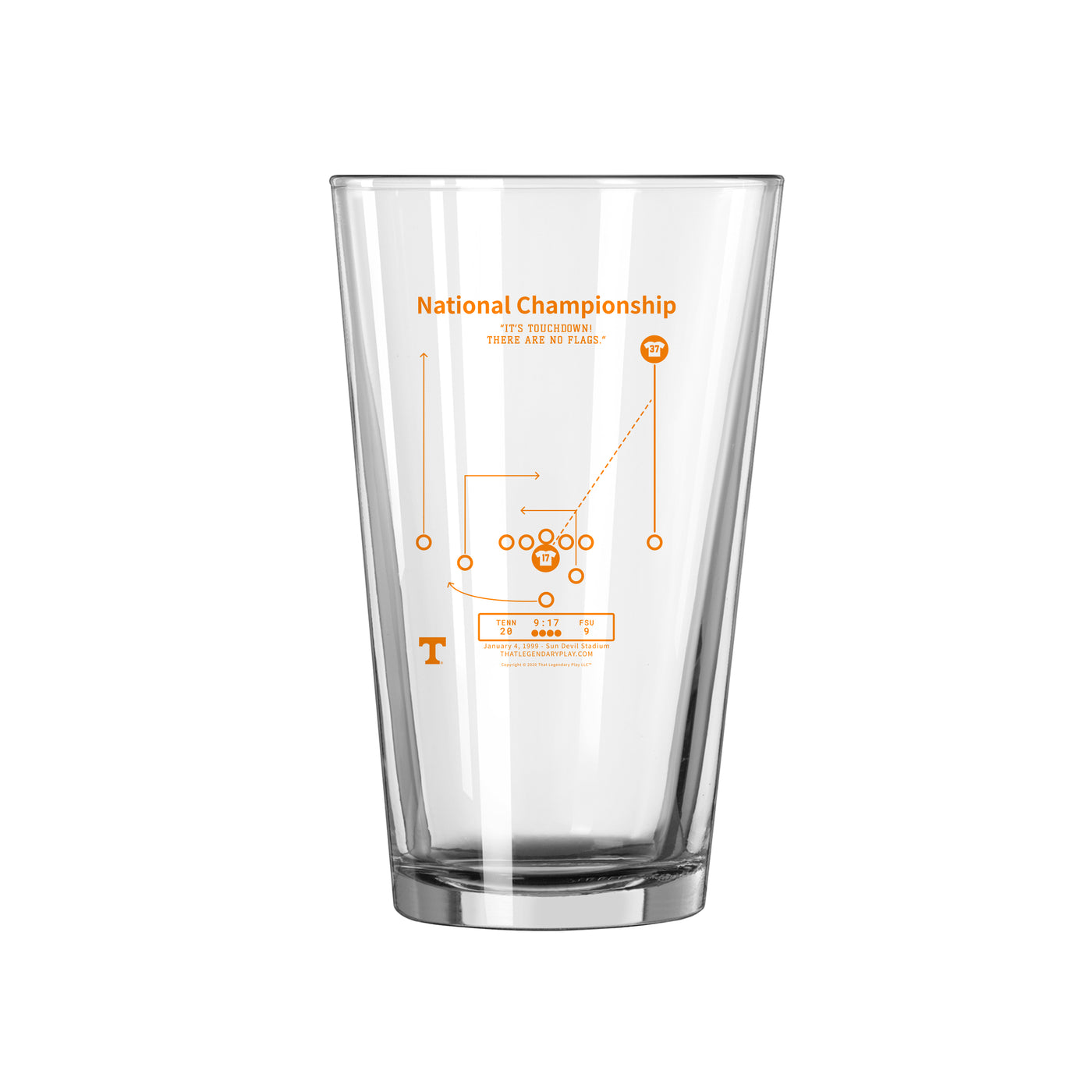 Tennessee Legendary Play National Championship 16oz Pint Glass