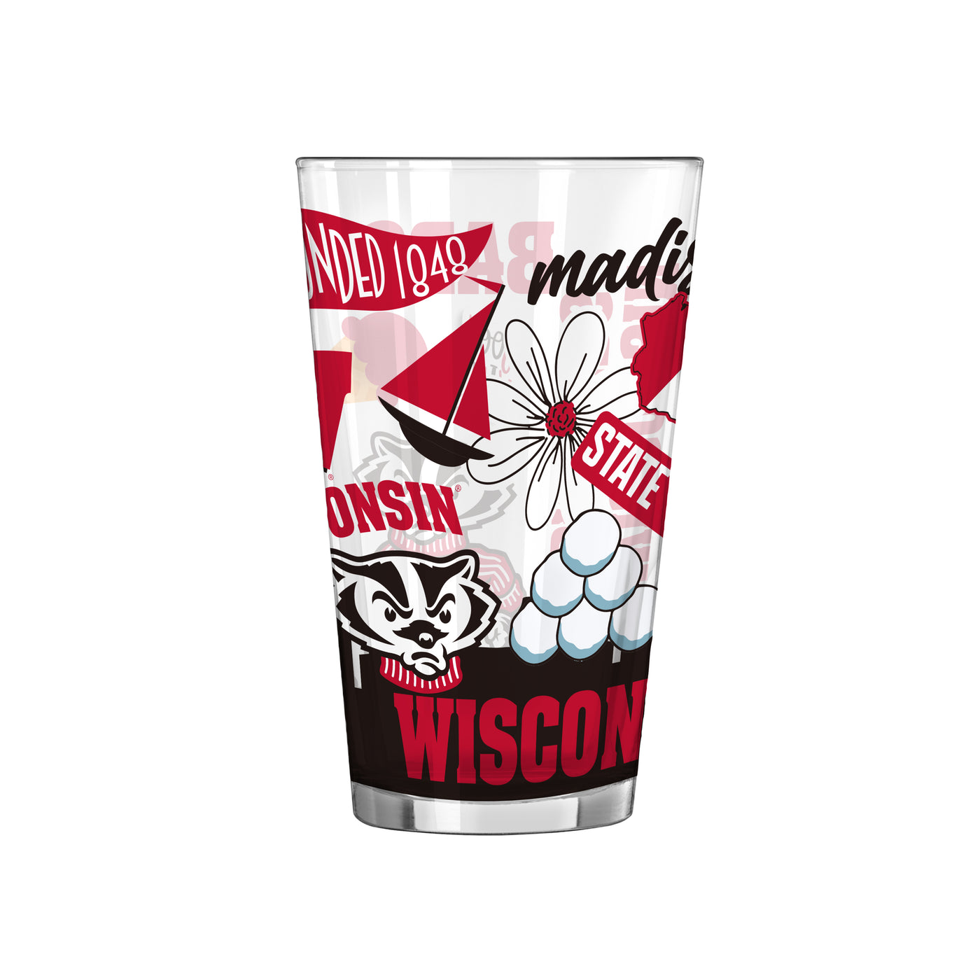 Wisconsin 16oz Native Pint Glass