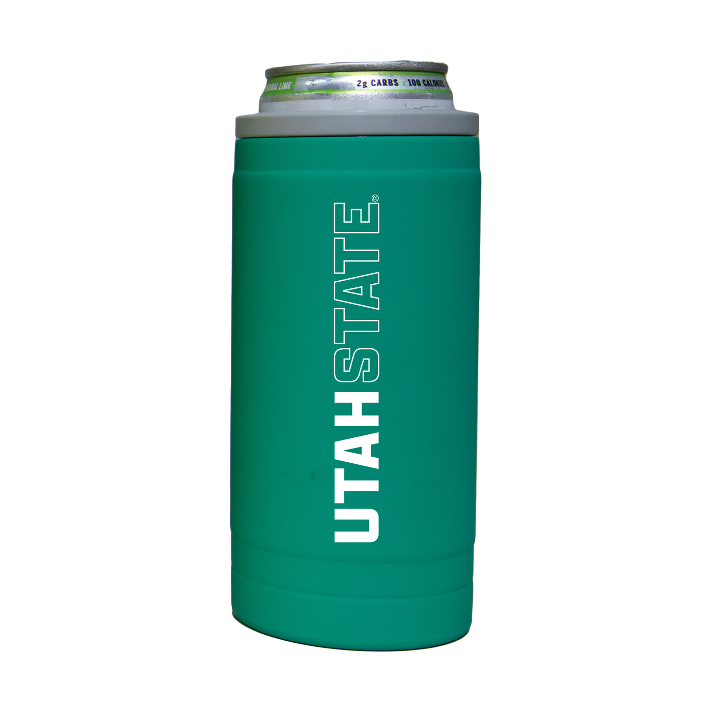 Utah State 12oz Optic Stacked Soft Touch Slim Coolie - Logo Brands