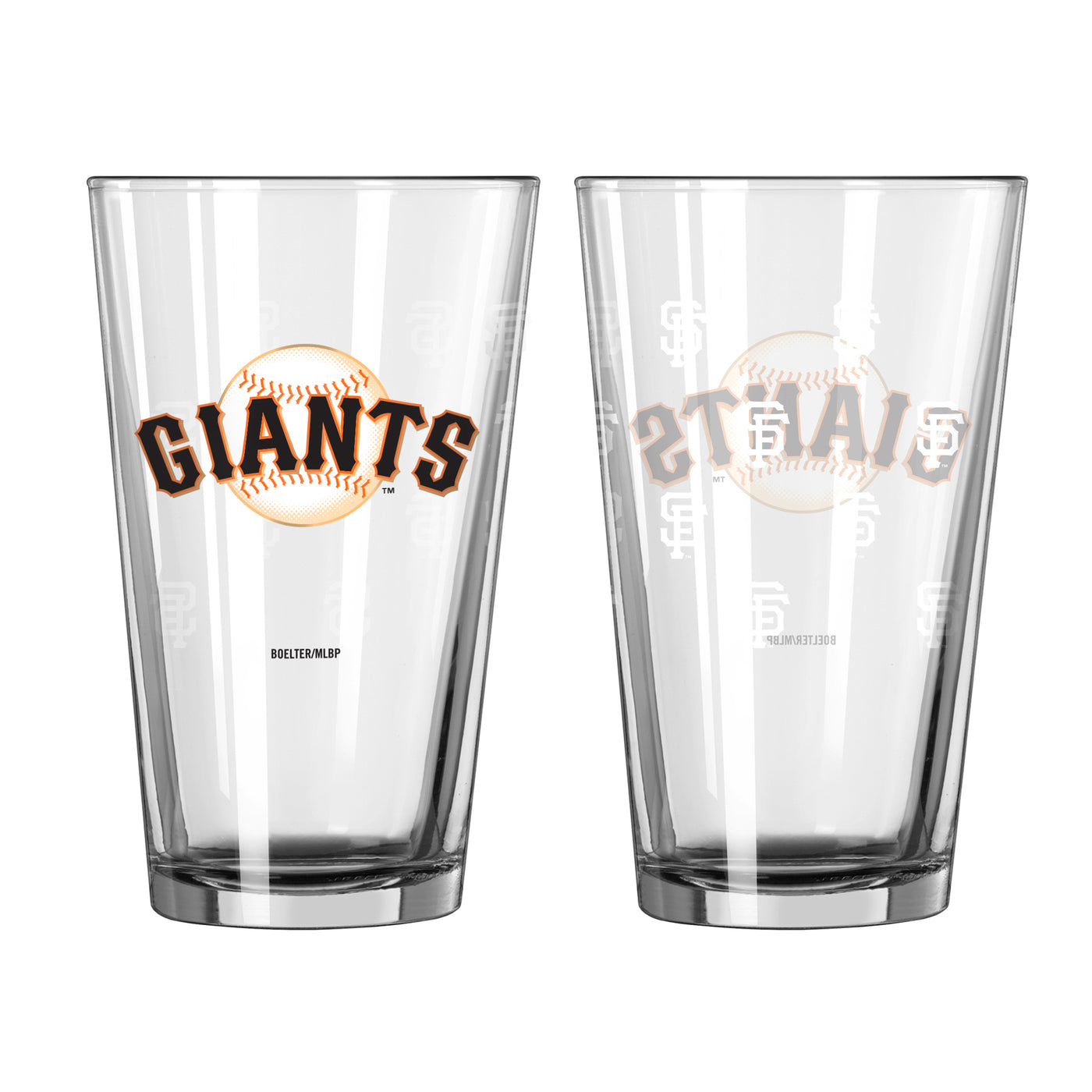 San Francisco Giants 16oz Cap Logo Satin Etch Pint Glass - Logo Brands
