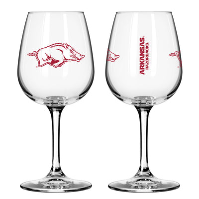 Arkansas 12oz Gameday Stemmed Wine Glass - Logo Brands