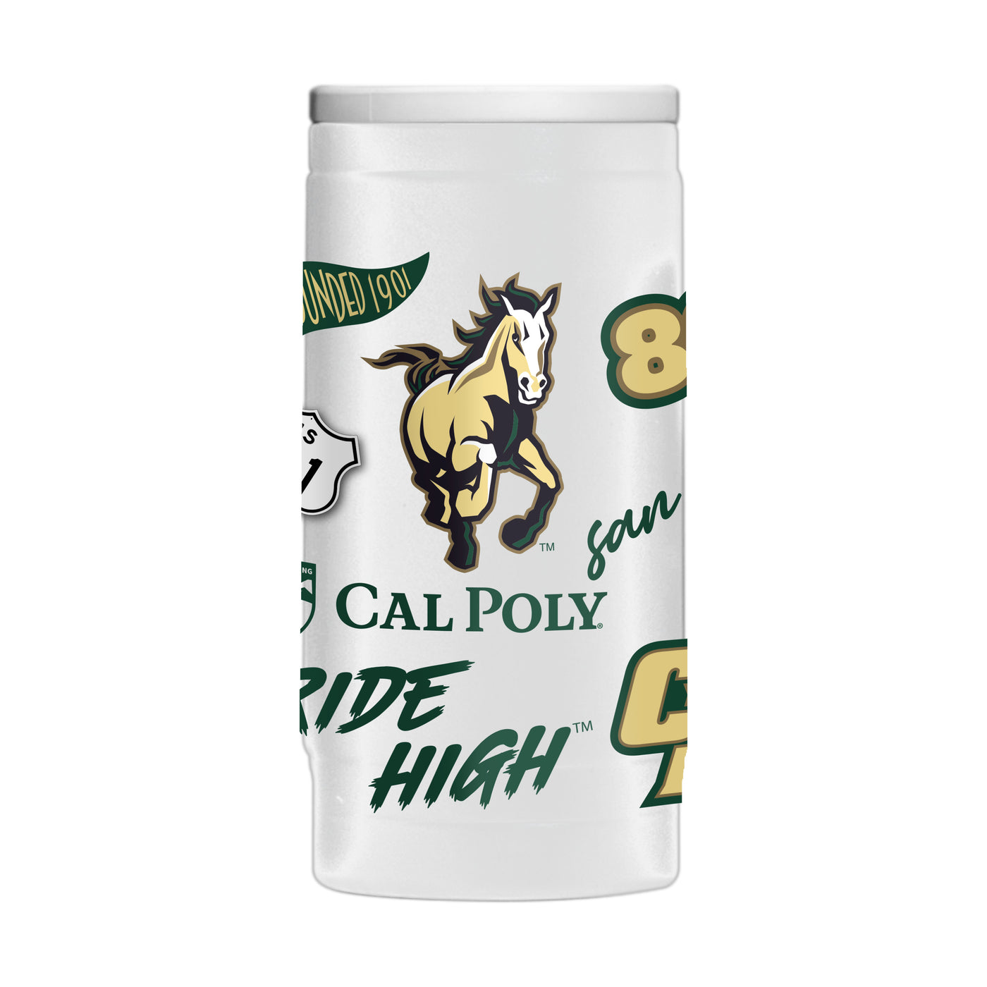 Cal Poly 12oz Native Powder Coat Slim Can Coolie