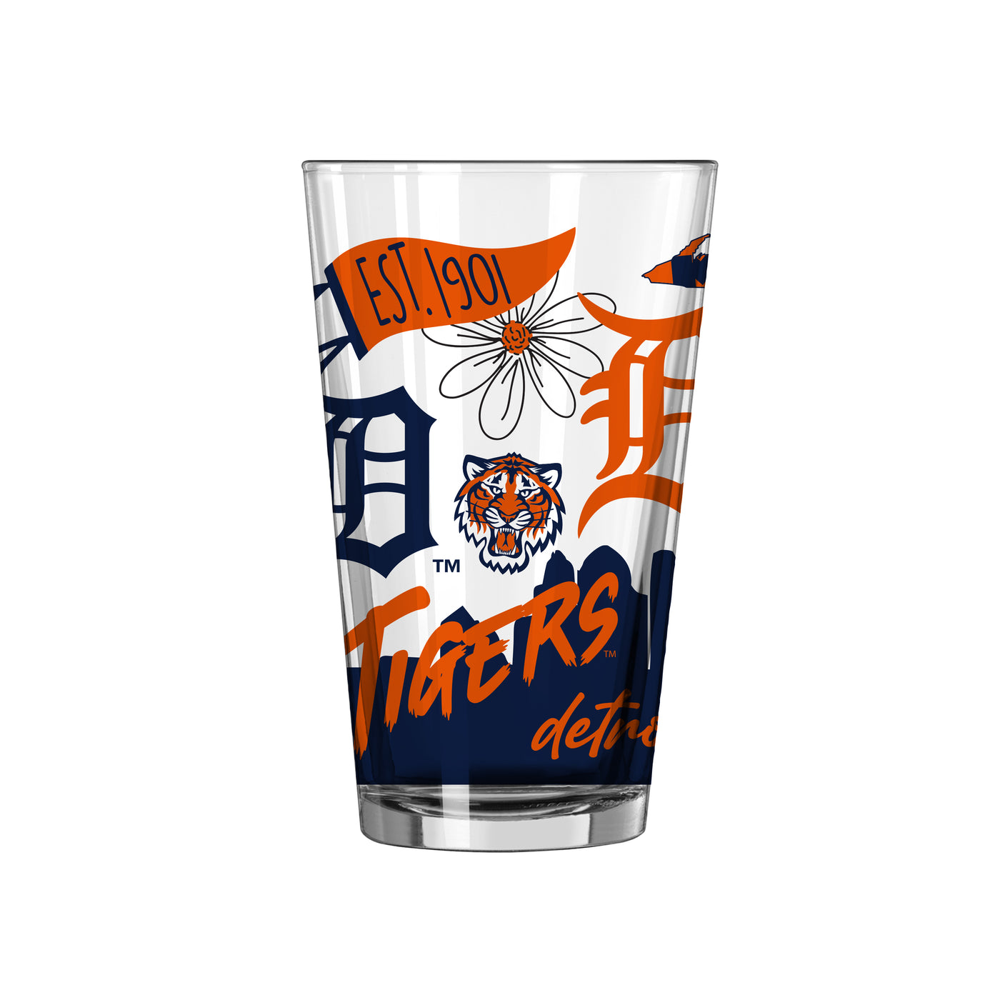 Detroit Tigers 16oz Native Pint Glass