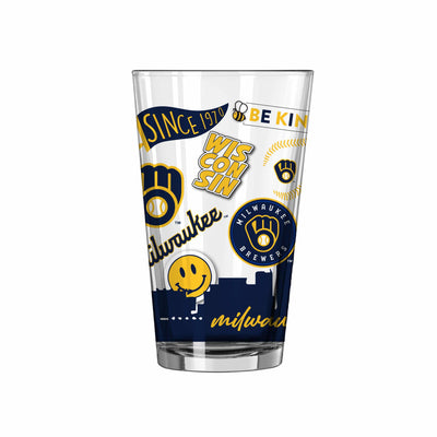 Milwaukee Brewers 16oz Native Pint Glass - Logo Brands