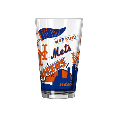 New York Mets 16oz Native Pint Glass - Logo Brands