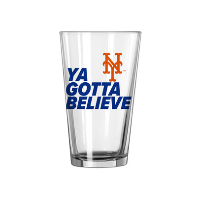 New York Mets 16oz Slogan Pint Glass - Logo Brands